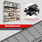 REIBII 45.8''W Storage Shelves 5 Tier Wire Shelving Metal Shelves for Storage 1000LBS Adjustable Heavy Duty Metal Shelving Unit Storage for Pantry Kitchen Garage 45.8" W x 71" H x 17.2" D 4PCS
