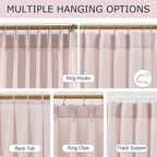 Vision Home Soft Pink Pinch Pleated Semi Sheer Curtains Textured Linen Blended Light Filtering Window Curtains 102 inch for Living Room Bedroom Pinch Pleat Drapes with Hooks 2 Panels 40" Wx102 L