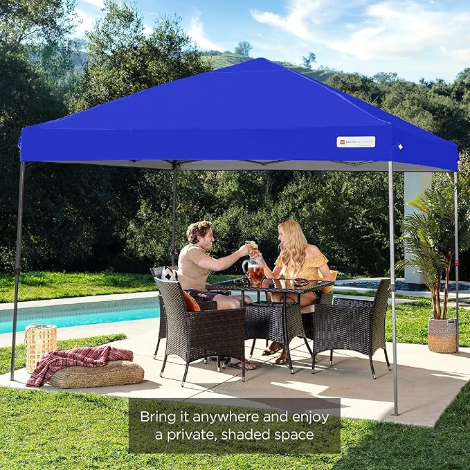 Best Choice Products 10x10ft 1-Person Setup Pop Up Canopy Tent Instant Portable Shelter w/ 1-Button Push, Case, 4 Weight Bags - Resort Blue