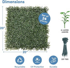 Grass Wall Panels 20″ × 20″ (6 Pack) – UV-Protected Artificial Boxwood Hedge Greenery Backdrop Covers 16.66 sq ft, Indoor/Outdoor Privacy Fence Screen, Zip Ties & Spare Leaves Included