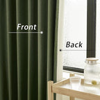 DUALIFE Blackout 96 Inches Long Olive Green Curtains 2 Panel Set, Farmhouse Curtains for Living Room Darkening Thermal/Noise Reduction Textured Flax Linen Drape 8ft Rod Pocket&Back Tab 72W x 96L