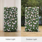 Artificial Luxury‌ Flower Wall Backdrop, Gorgeous 3D Silk Floral Backdrop for Wedding, Baby Shower, Party and Home Decor, Quick Assembly/Storage, Eco ＆ Pet Friendly, 2 pcs, Each Panel 2 * 8 ft.