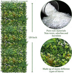 Artificial Grass Boxwood Hedges Wall Panels: 40" x 120" (33.5 sqft) UV-Anti Faux Greenery Fake Ivy Leaves Privacy Fence Screen Backdrop for Garden Covering Privacy, Outdoor Indoor Decor