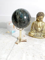 Modern Brass Pedestal Claw Crystal Display Stand | Spheres Minerals Specimen