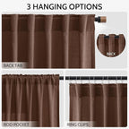 Mocha Brown Linen Curtains Semi Sheer96 Inches 2 Panels for Living Room Back Tab Rod Pocket Light Filtering for Bedroom Dinning Room Vintage Rustic Farmhouse Coastal Decor Protect Privacy 52x96