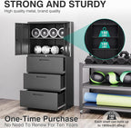 SISESOL 3 Drawer Lateral File Cabinet with Lock and Shelf,Black Metal Filling Cabinet with Drawers and Shelf, Locking File Storage Cabinets with Doors and Shelves for Home,Office,Garage,School