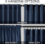 Nanspring Denim Blue Linen Curtains 90 Inch Long 2 Panels Set for Bedroom Living Room Denim Blue Linen Textured Window Drapes Semi Sheer Light Filtering Rod Pocket Back Tab Farmhouse Curtain 52x90