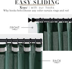 XTMYI Forest Green Curtains 96 Inches Long for Living Room,Light Filtering Back Tab Hooks Pleated Semi Sheer Dark Academia Curtains for Room Decor Bedroom 96 Length 2 Panels
