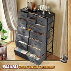 57“H Dresser for Bedroom with Drawers,Fabric Dressers & Chests of Drawers for Bedroom,Large Dresser, Sturdy Metal Frame & Wood Top,Entryway, Hallway(Grey)
