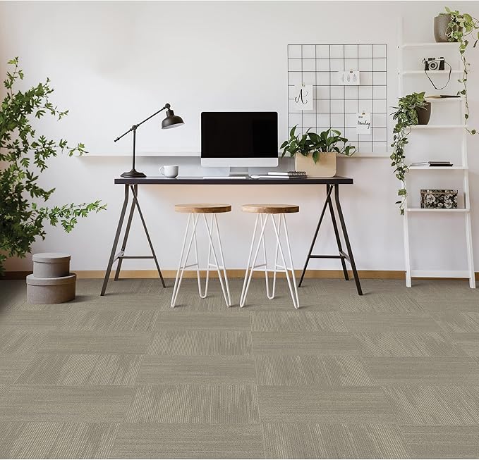 Mohawk Elite 24" x 24" Berber (Loop pile), 0.1" Pile Height, Carpet Tile, Nylon Fiber, Dove Color, (24 Tiles), (96 sqft/carton)