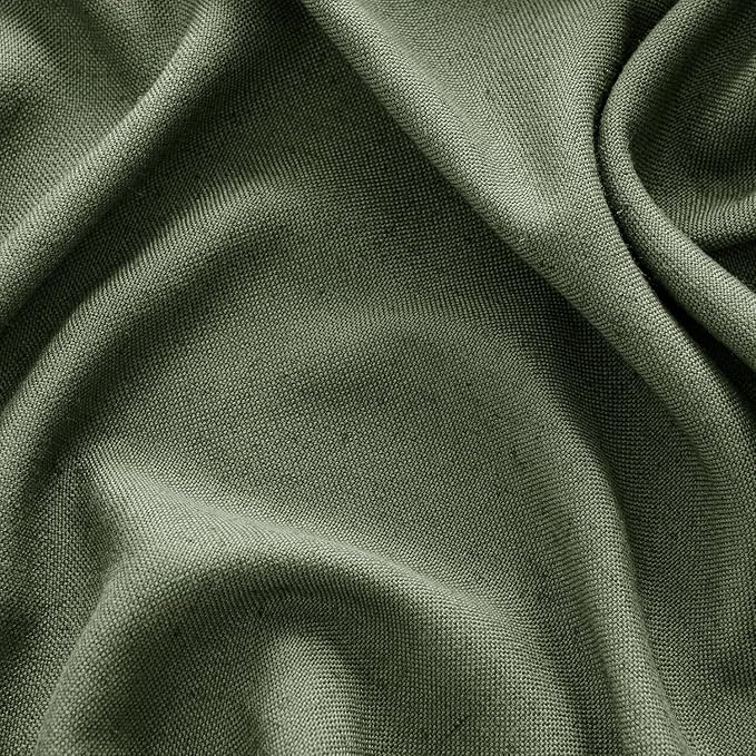 MIULEE Non-See-Through Privacy Linen Curtains 2 Panels, Olive Green Light Filtering Window Curtains Farmhouse Textured Back Tab Semi Sheer Drapes for Bedroom Living Room 72 Inches Long Dark Green