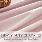 BabyPink Curtains for Girls Room, Cute Blackout Bedroom Curtains Aesthetic 84 Inch Length 2 Panels Set Flax Linen Thermal Drapes Insulated&Soundproof Back Tab/Hook Belt Preppy (50"W x 84"L)