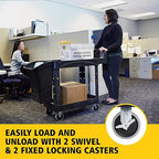 Rubbermaid Commercial Products 2-Shelf Utility/Service Cart, Small, Lipped Shelves, Ergonomic Handle, 500 lbs. Capacity, for Warehouse/Garage/Cleaning/Manufacturing