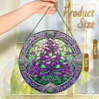 Stained Glass Window Hanging, LAOWEIKI 8'' Celtic Knot Suncatcher, Stained Glass Ornament, Suncatchers for Windows Hanging, Window Decor, Outdoor or Indoor, Gifts for Friends, Women, Art Lover
