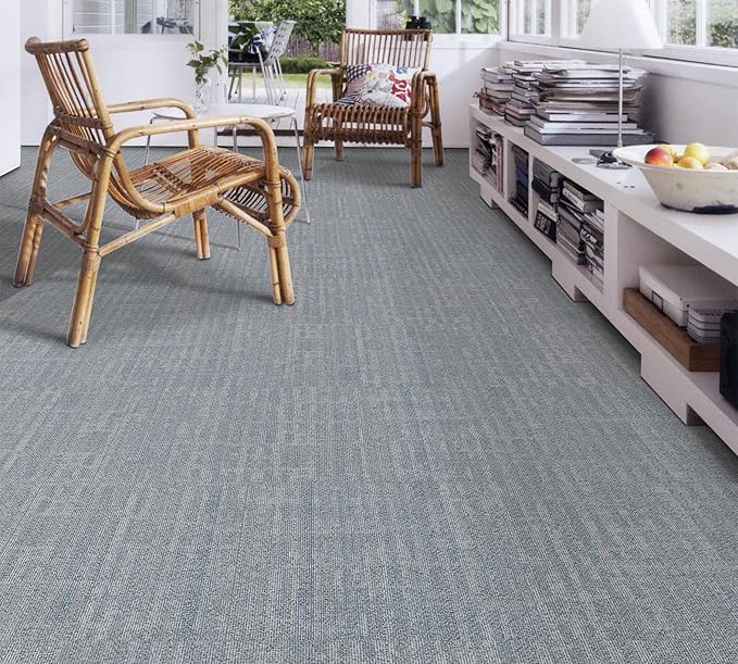 jxgzyy Commercial Carpet Tiles, 20×20 Inch, 0.31'' Padded Carpet Squares for Under Furniture, Non-Adhesive Carpet Flooring with Textured Silicone Back, Easy DIY, Renter-Friendly, 4 Pcs/10.8 Sqft