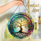 Stained Glass Window Hanging, LAOWEIKI 8'' Tree of Life Suncatcher, Stained Glass Ornament, Suncatchers for Windows Hanging, Window Decor, Outdoor or Indoor, Gifts for Mom, Grandma, Wife, Family