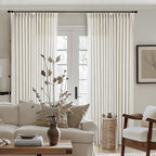 Extra Wide Pinch Pleat 100 x 102 Inch Linen Curtains for Living Room Cream Ivory Light Filtering Semi Sheer Pleated Curtains for Patio Glass Sliding Door Dining Bedroom Large Window 100x102 1 Panel