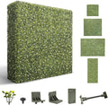 SunnyRoyal 180" Wx18 Hx12 D Artificial Boxwood Hedge Wall for Indoor and Outdoor Lifelike Greenery Privacy Fence for Patio Balcony Office Garden Party(Green with White Flower)