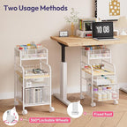 SWTYMIKI Rolling Cart with Drawers - Metal Utility Cart with Wood Shelf, DIY Divider and Locking Wheels, Craft & Art Cart Organizer for Under Desk Storage for Home Office Studio, White