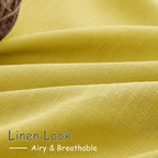 Celery Yellow Curtains 96 Inch Long 2 Panels Set Back Tab Rod Pocket Linen Blend Textured Semi Sheer Light Filtering Boho Decor Curtains Aesthetic Room Decor for Bedroom and Living Room 8Ft 52x96 Inch