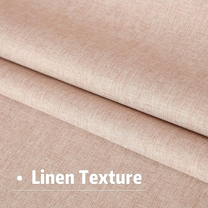 96 Inch Curtains 2 Panel Set Farmhouse Blackout Heat Reducing Sun Block Out Curtains for Bedroom Dorm UV Blocking Noise Canceling Burlap Linen Look Drapes Rod Pocket Back Tab,50 X 96 Baby Pink