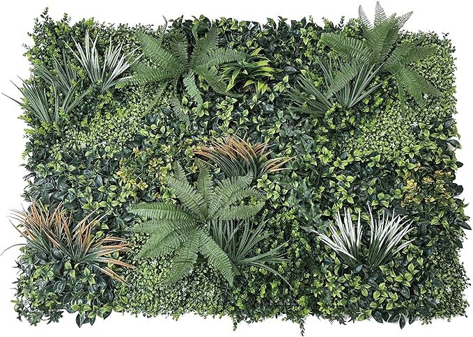 Artificial Topiary Hedge Greenery Plant Panels Indoor and Outdoor Patio Foliage Hedge Faux Grass Wall Panels 6PCS 20”x20”/P for Fence Decoration