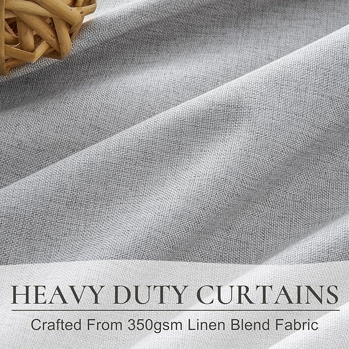 Light Grey Blackout Curtains 102 Inch Length 2 Panels Set for Bedroom, Modern Faux Linen Room Darkening Pleated Gray Burg with Rod Pocket Back Tab Insulated Curtain for Office Sunroom (50"Wx102"Lx2 )