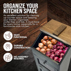 Peaceful Classics Wooden Bread Bin, Decorative Onion Storage Bin, Wooden Vegetable Bin w/Lid for Kitchen Pantry, Mocha