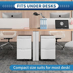 File Cabinet 2 Drawers on Wheels Under Desk,Locking Filing Cabinets for Home Office,Metal Vertical Files Drawers,Small Rolling Cabinet Printer Stand for Legal/Letter/A4( Assembly Required-White)
