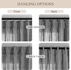 MYSKY HOME Living Room Curtains Dark Grey Semi Sheer Light Filtering Privacy Drapes Linen Look Textured Farmhouse Style, Pinch Pleated Curtain for Sliding Glass Door, 40" x 102", Dark Grey, 2 Panels