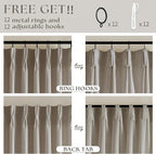 Taupe Burlywood Pinch Pleat Linen Curtains 120 Inches Long 60 Inch Wide for Patio Sliding Door Light Filtering Semi Sheer Pleated Drapes Back Tab Extra Wide 60 x 120 Curtain for Living Dining Room
