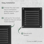 Vent Systems 5 x 5 Inch (Inner) - Pack of 10 - Black Metal Soffit Vent Cover - Durable Square Air Vent Grille with Mesh Screen - Weather Resistant Ventilation Grill - Wall & Ceiling Indoor & Outdoor