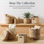 Best Choice Products 3pc Water Hyacinth Scalloped Multipurpose Nesting Baskets, Storage Bin Organization Totes for Living Room, Bedroom, Nursery, Laundry Room - Natural