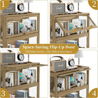 Display Cabinet with Acrylic Glass Doors,3-Tiers Curio Cabinet with LED Lighting for Collectibles, Collectibles Toy Organizers Rack & Display Shelf Display Case Storage Cabinet, Nature