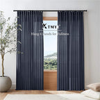 XTMYI Navy Blue Short Length Curtains for Windows,Linen Sheer Cutains for Bedroom Kitchen,45 Inch Long