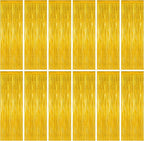 12 Pack 2025 Graduation Decorations, 3.28 FT x 7.05 FT Gold Backdrop Curtains, Metallic Class of 2025 Backdrop Fringe Curtains Foil Streamer, Gold Grad Decorations 2025 Party Supplies