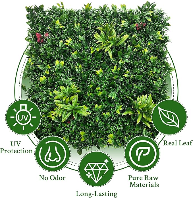 Artificial Boxwood Panels: 40" x 120" (33.5 sqft) UV-Anti Fake Grass Ivy Privacy Hedge Greenery Backdrop Fence Wall Screen for Garden Fence Covering Privacy, Outdoor Indoor Home Decor