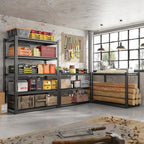 REIBII 72" Garage Shelving,Storage Shelves 2050LBS Heavy Duty Shelving, Adjustable 5-Tier Metal Shelves for Garage, Storage, Basement, Pantry, 72" H*31.5" W*16.5" D