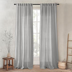 Light Gray Curtains 84 Inches Long 2 Panels Sets,Semi Sheer Linen Back Tab Hooks Pleated Privacy That Let Light in Filtering Non See Through Curtains for Bedroom Living Room 84 In Length,Dove Grey