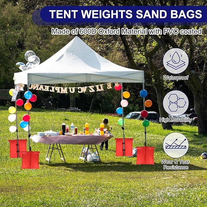 PATIKIL 17" x 16" Canopy Weight Sand Bags, 4 Pieces 600D Oxford Waterproof Leg Weights Sand Bags for Outdoor Canopy Tent Sun Shelter Patio Ladder, Black