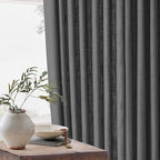 Charcoal Grey Pinch Pleated Linen Cafe Curtains 45 Inch Length 2 Panels for Dining Room Kitchen Bedroom Semi Sheer Pleat Drapes with Hooks Rings Light Filtering Short Window Curtain Cabinet 40x45
