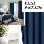 Navy Blue Blackout Curtains 108 Inch Length for Boys Rooms/Bedroom, Floor to Ceiling Track Pleated Drapes with Hooks Linen Thermal Coastal Curtain Dark Blue Window Burg 50"Wx108"Lx2Panels Back Tab