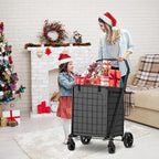 HABUTWAY Grocery Cart on Wheels for Groceries, Folding Shopping Carts with Liner, 110LBS Large Capacity Jumbo Grocery Cart with Dual Basket, 360° Rolling Laundry Cart, Lightweight Trolley for Senior