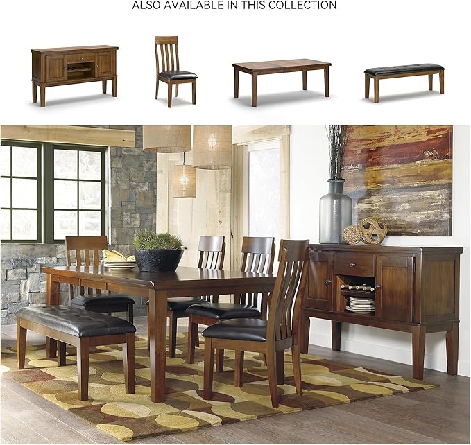 Signature Design by Ashley Ralene Tufted Upholstered Dining Room Bench, Medium Brown