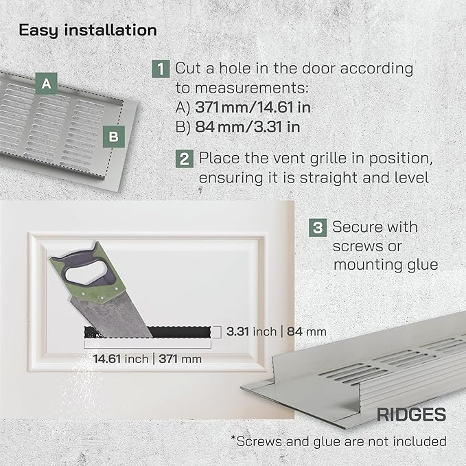 Vent Systems 15.75 x 3.94 (Outer Size) Air Supply Ventilation Grille - Pack of 2 - Silver Aluminum Rectangle Intake/Exhaust Door Vent Deflector - HVAC for Home Improvement Floor, Wall Duct Cover