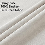 MIULEE Linen Textured Curtains for Bedroom Solid 100% Blackout Thermal Insulated Cream White Grommet Room Darkening Curtains & Drapes Luxury Decor for Living Room Nursery 52 x 63 Inch (2 Panels)