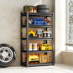 Garage Shelving Units, Heavy Duty 5-Tier Storage Shelves, Metal Adjustable Storage Rack, Steel Shelves, 2750 lbs Capacity, Industrial Shelving for Heavy Tools (Black, 16"Dx36"Wx72"H, 5-tier)