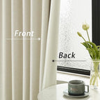 DUALIFE 90 Inch Blackout Cream Beige Curtains Boho, Thermal Insulated Curtains for Summer Heat for Bedroom Living Room Linen Pleated Drapes 90 Inches Long Rod Pocket(50W x 90L x 2 Panels)