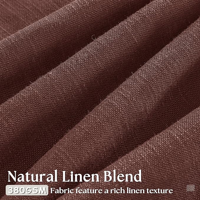 Reddish Brown Linen Pinch Pleated Curtains 96 Inches Long for Living Room Pleated Drapes Back Tab Thick Linen Textured Boho Farmhouse Country Maroon Rust Brown 96 Inch Curtain for Dining Bedroom