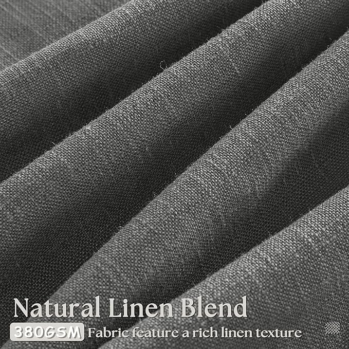 Dark Grey Linen Pinch Pleated Curtains 102 Inches Long for Living Room Pleated Drapes Hooks Back Tab Thick Linen Textured Modern Farmhouse Charcoal Simple Gray 102 Inch Curtain for Dining Bedroom